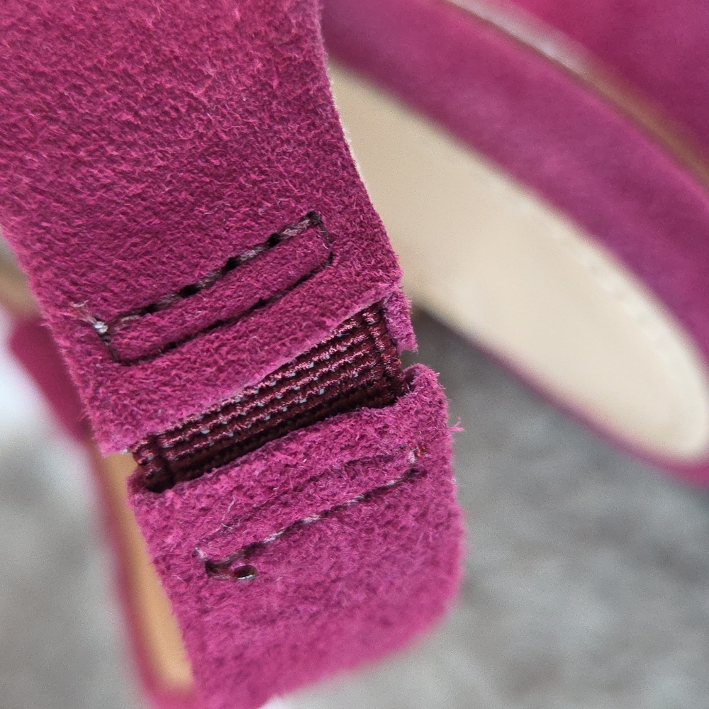 Antonio Melanie NWT Heeled Sandal Sling Back Magenta Suede Leather 9.5 M - Picture 11 of 16